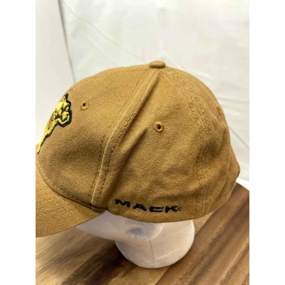Mack Truck Bulldog Hat Cap  Logo Khaki Gold Brown Vintage Mens‎ Snapback Cap Hat